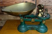 vintage  scales with brass bell weights