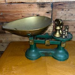 vintage  scales with brass bell weights