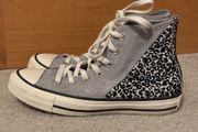 Converse Chuck Taylor All Star High-Top grey suede with leopard print UK 4