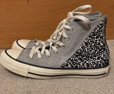 Converse Chuck Taylor All Star High-Top grey suede with leopard print UK 4