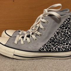 Converse Chuck Taylor All Star High-Top grey suede with leopard print UK 4
