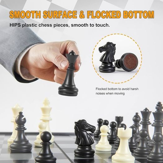 Chess Set, Folding Chess Board, Magnetic Chess Pieces, Travel Chess Games Toys for Kids Adults, Portable Chess Board Set, Educational Board Games Gifts