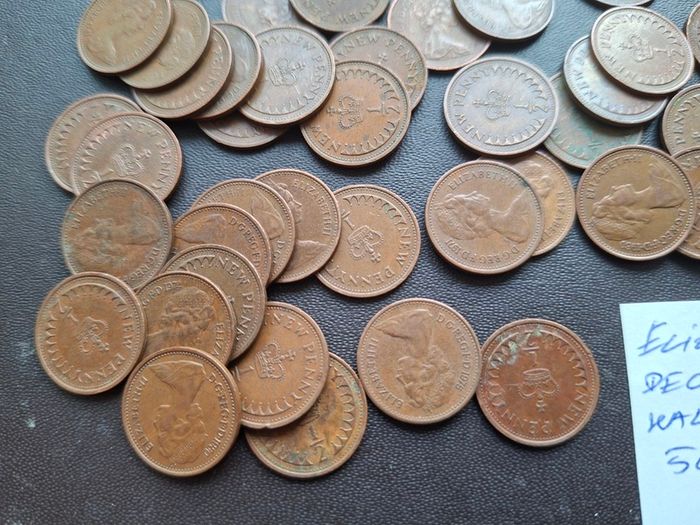 Great Britain. Elizabeth II. 50 coins x1/2p (1971-1982) Good Condition