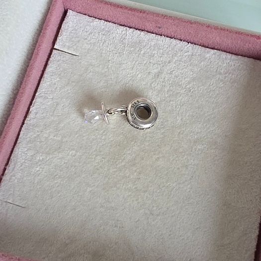 Pandora baby pacifier charm,sterling silver, cubic zirconia very good condition fully hallmarked