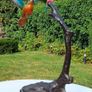 Hummingbird & Flower (40cm) - Patinated Bronze Image 2