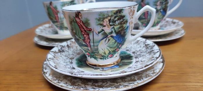 Bone China Tea Trio / Set, 22k Gold Rim