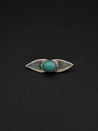 925 Vintage Sterling Silver Turquoise Brooch, 1982