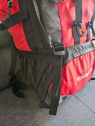 90 L Hiking backpack. Trekking backpack. Camping backpack. Red.
