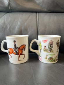 A Pair of Brand New Funny Bryn Parry China Mugs