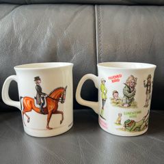 A Pair of Brand New Funny Bryn Parry China Mugs