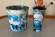 Smurfs Metal popcorn tin and drink cup with straw