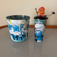Smurfs Metal popcorn tin and drink cup with straw