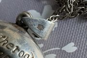 Vintage Extra Large Sterling Silver Irish Blessing Celtic Locket &amp; Chain