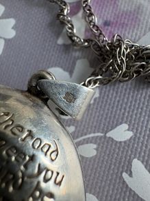 Vintage Extra Large Sterling Silver Irish Blessing Celtic Locket & Chain