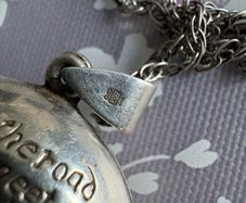 Vintage Extra Large Sterling Silver Irish Blessing Celtic Locket & Chain