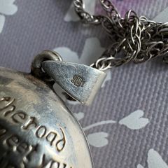 Vintage Extra Large Sterling Silver Irish Blessing Celtic Locket & Chain