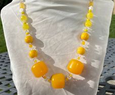 NEW Handmade Yellow Marshmallow 1930s Bead Necklace by Irish Designer helenrose