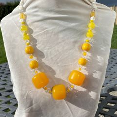 NEW Handmade Yellow Marshmallow 1930s Bead Necklace by Irish Designer helenrose