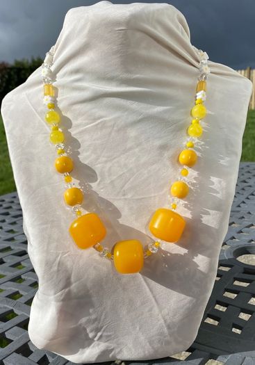 NEW Handmade Yellow Marshmallow 1930s Bead Necklace by Irish Designer helenrose