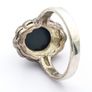 Marcasite Halo Jet Sterling Silver Ring Image 3