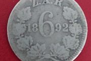 South Africa 1892 6 Zar Kruger Silver Coin