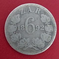 South Africa 1892 6 Zar Kruger Silver Coin