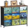 Chest of Drawers Van Gogh Dresser for Bedroom with 9 Drawers Wide TV Stand Storage Organizer Units for Living Room Children's Room Hallway Metal Frame Wood Board Fabric Drawers Image 2