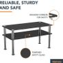 Chrome and Black Coffee Table with Shelf - Tempered Safety Glass Coffee Table - Small Table W80cm x D40cm x H41.5cm - Living Room Furniture/Office Furniture (FREE POSTAGE) Image 3
