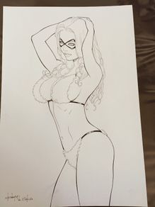 Original Comic Art of Marvels Black Cat by Rubismar de Costa