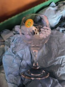 Rare Vintage Penrose Glass Waterford Sherry Glasses Set of 6 Etched Grapes Pattern Factory New In Box NIB