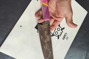 Damascus Kiritsuke Knife with Japanese Cat Engraving  Precision, Spirit &amp; Elegance