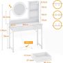 Dressing Table with height-adjustable Mirror for 120-180 cm, LED Lights with Adjustable Brightness, Vanity Table with 2 fabric Drawers and 4 Open Compartments, 80x40x136cm Image 2