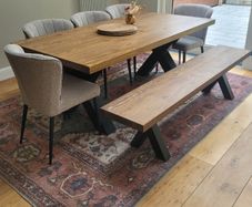 EZ Living Chestnut Oak Davos Dining Table and Bench