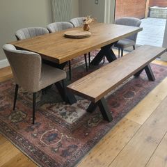 EZ Living Chestnut Oak Davos Dining Table and Bench