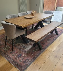 EZ Living Chestnut Oak Davos Dining Table and Bench
