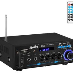 Wireless Amplifier Amplifier Moukey Power Amplifier Audio HiFi Amplifier Desktop Full Amplifier with LED Display FM Radio MP3/USB/SD Readers Microphone Input for Home Cinema Mobile Phone TV DVD MAMP3