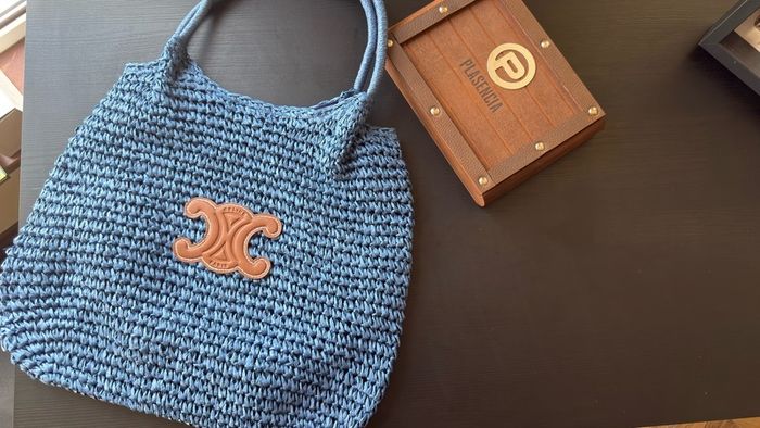 Luxury Woven Tote Bag - Navy Blue