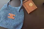 Luxury Woven Tote Bag - Navy Blue