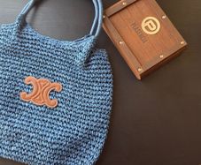 Luxury Woven Tote Bag - Navy Blue