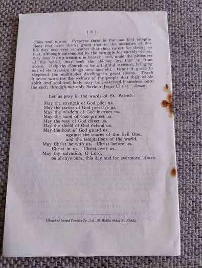 Church of Ireland 1932 Commemoration of the Coming of Saint Patrick 8 pages with FREE STANDARD POSTAGE INCLUDED