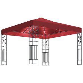 Gazebo with String Lights 3x3 m Wine Red