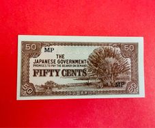 Japanese  Invasion  Money  MALAYA  50 CENTS 1942 WORLD WAR 11 ( Uncirculated )