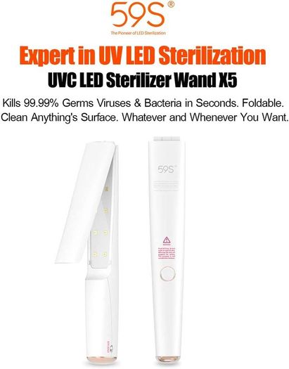 UV Light Sterilizer, 59S Portable UVC Sterilizer 3min Fast Sterilization 99.9% with 20 LED Lamp Beads