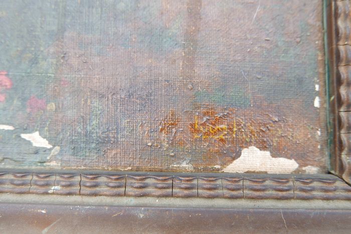 Antique Oil on Canvas with signature 16,4" x 12,4"