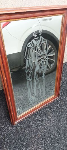 Dr Edmund Rice founder of the Christian brothers etched mirror,came from a old school,hard to come by ,heavy,lovely display,a piece of irish history,,hard to come by, buyer collects,sold as seen ,sorry pics not more clearer,I gave wood a light polish.