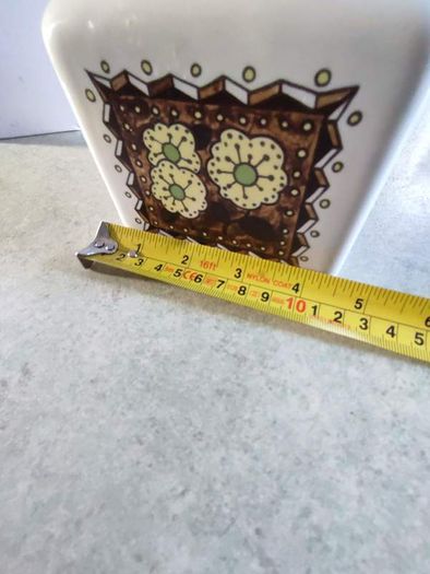 Rare find  Vintage White Taunton Vale Storage Jar with Green, Yellow and Brown Floral Design Crazed otherwise Good Condition