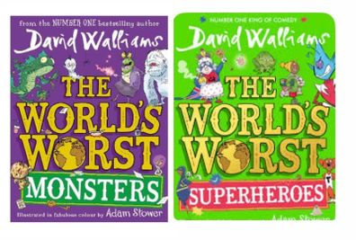 Worlds Worst Superheroes and Worlds Worst Monsters SIGNED by David Walliams