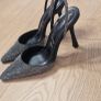 Black & Silver Rhinestone Heels Uk6 Image 3