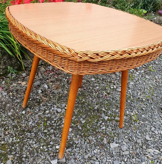 Very Rare Mid Century Wicker Table