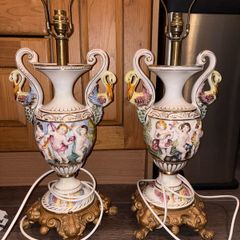 antique vintage lamps cherub porcelain